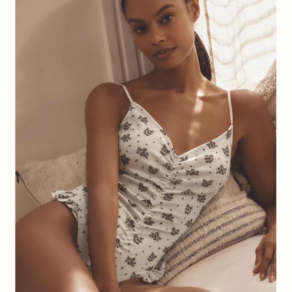 NWT Anthropologie Mint Floral Pointelle Bodysuit